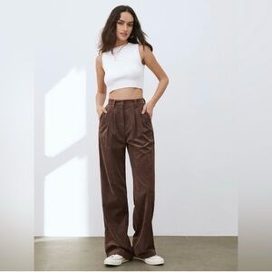 Commence Corduroy Wide Leg Pleated Pocket Pants High Rise Mid Waist Y2K 90’s
